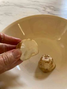 sunchoke cut open on a plate