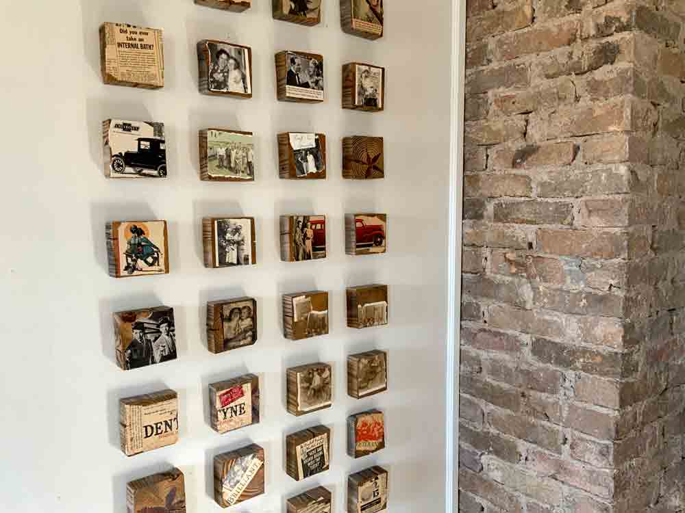 rows of blocks next to brick chimney